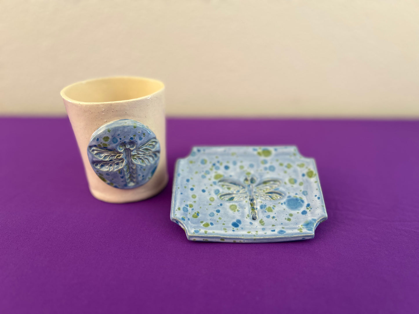 Gogh Iris Dragonfly Tumbler and Soapdish Set