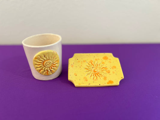 Citrus Splash Sunburst Tumbler and Soapdish Set