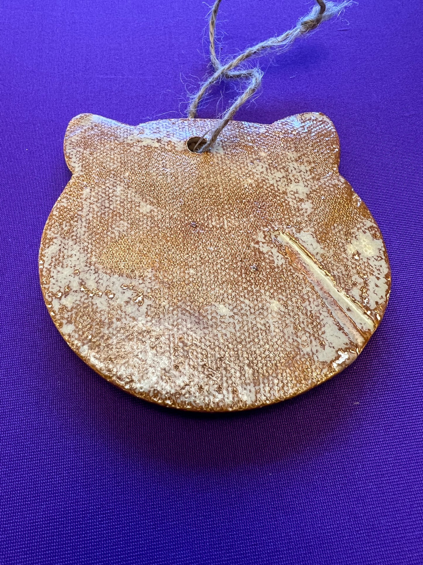 Orange Cat Face Ceramic Ornament