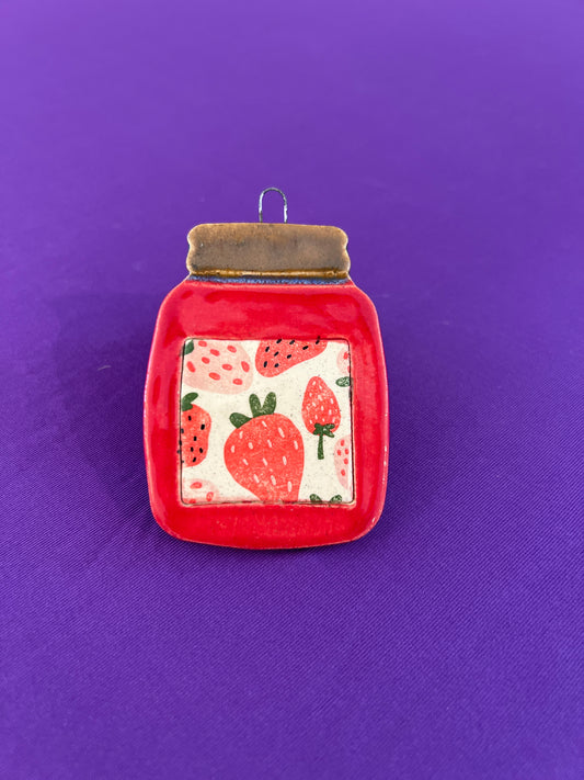 Strawberry Jam Jar Ornament