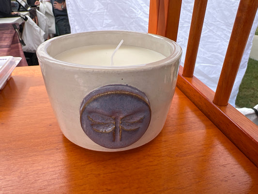 Unscented Candle in Amethyst Dragonfly Ceramic Holder