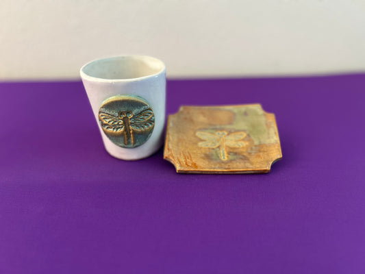 Ivy Dragonfly Tumbler and Soapdish Set