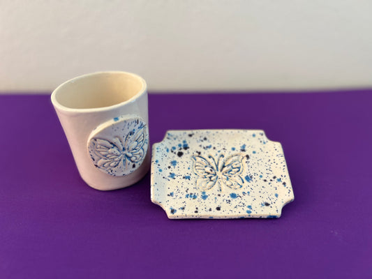 Peacocks Eyes Butterfly Tumbler and Soapdish Set