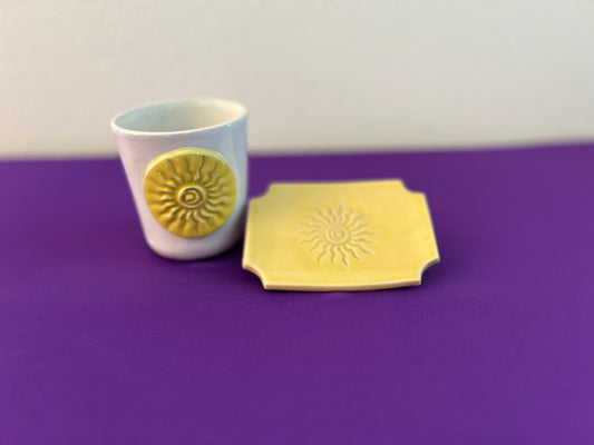 Sunflower Sunburst Tumbler and Soapdish Set