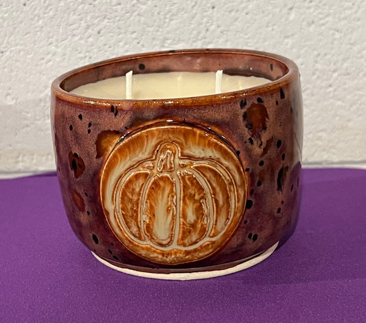 Pumpkin Spiced scented Candle in Pumpkin Ceramic Holder