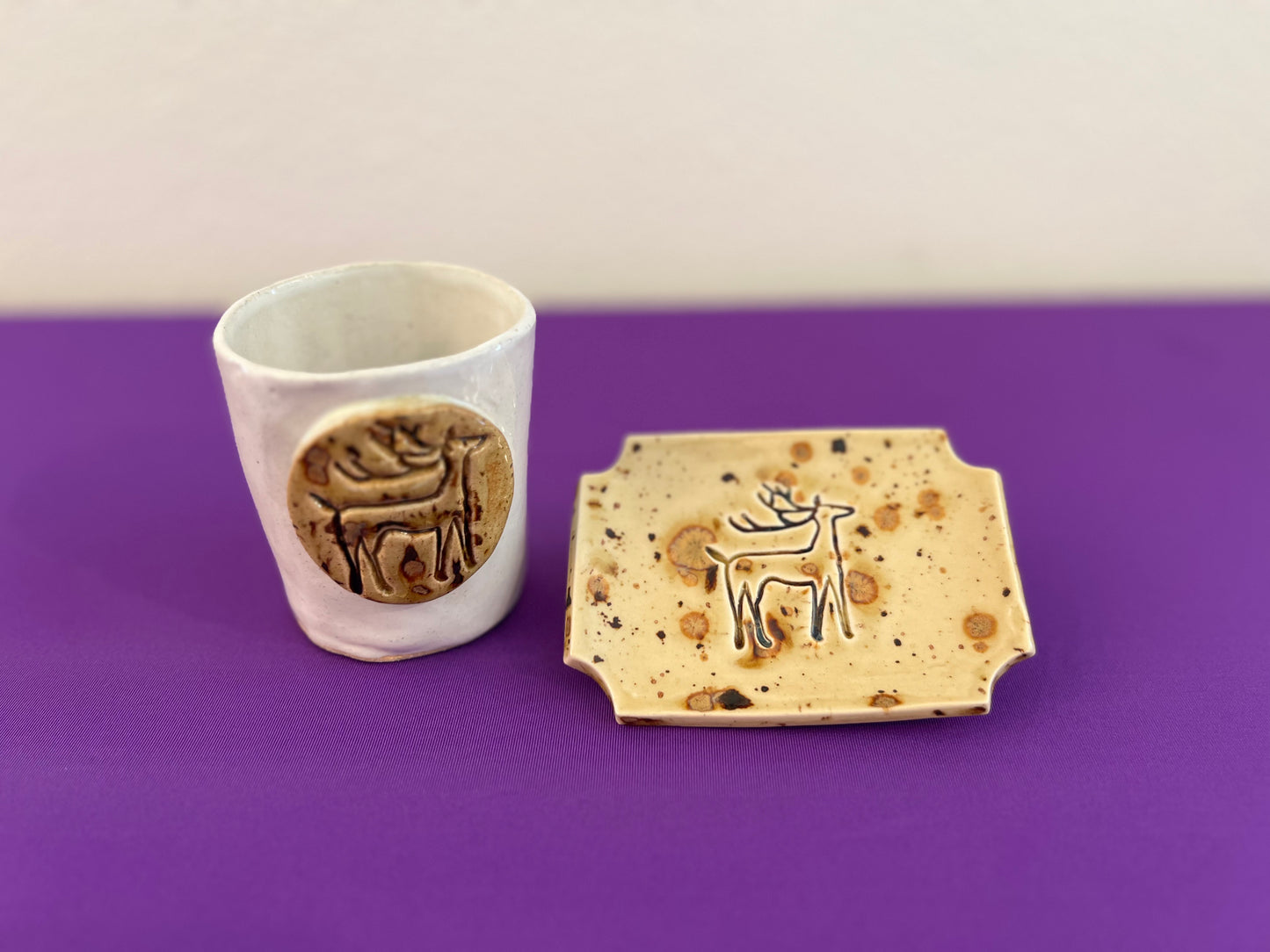 Cappuccino Mint Reindeer Tumbler and Soap Dish Set