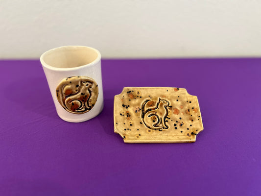 Safari Cat Tumbler and Soapdish Set