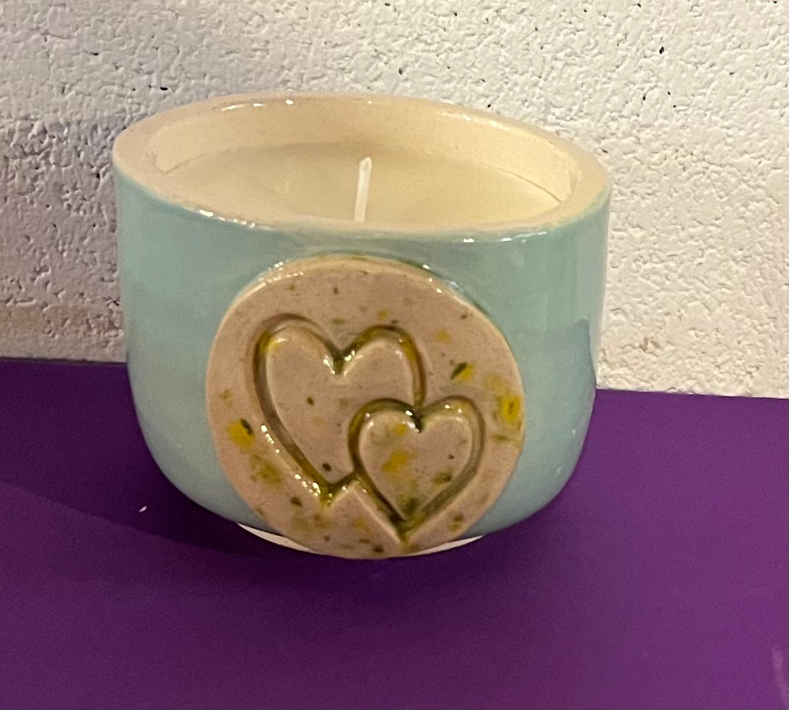 Lemon Lime Candle in Lemon Lime Double Heart Ceramic Holder