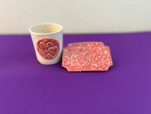 Peppermint Twist Double Heart Tumbler and Soapdish Set