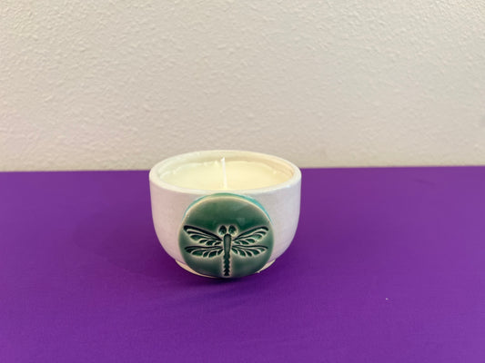 Unscented Candle in Jade Dragonfly Ceramic Holder