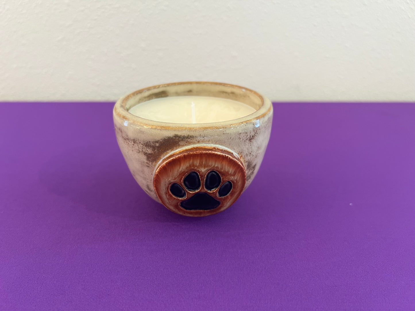 Unscented Candle in Paw Print Birch Ceramic Holder