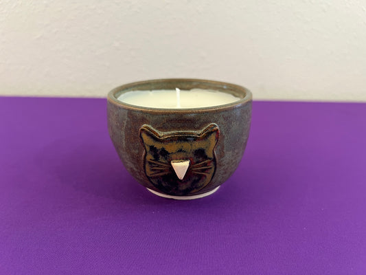 Unscented Candle in Calico Cat Face Ceramic Holder