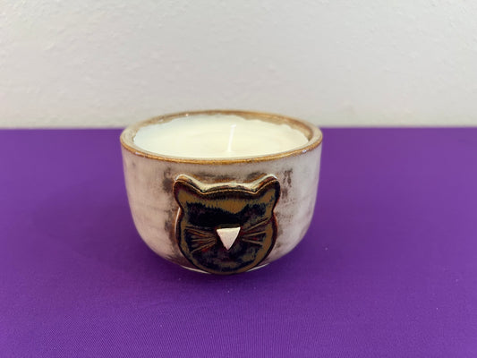 Unscented Candle in Calico Cat Face Ceramic Holder