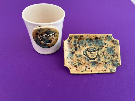 Mocha Marble Love Latte Tumbler and Soapdish Set