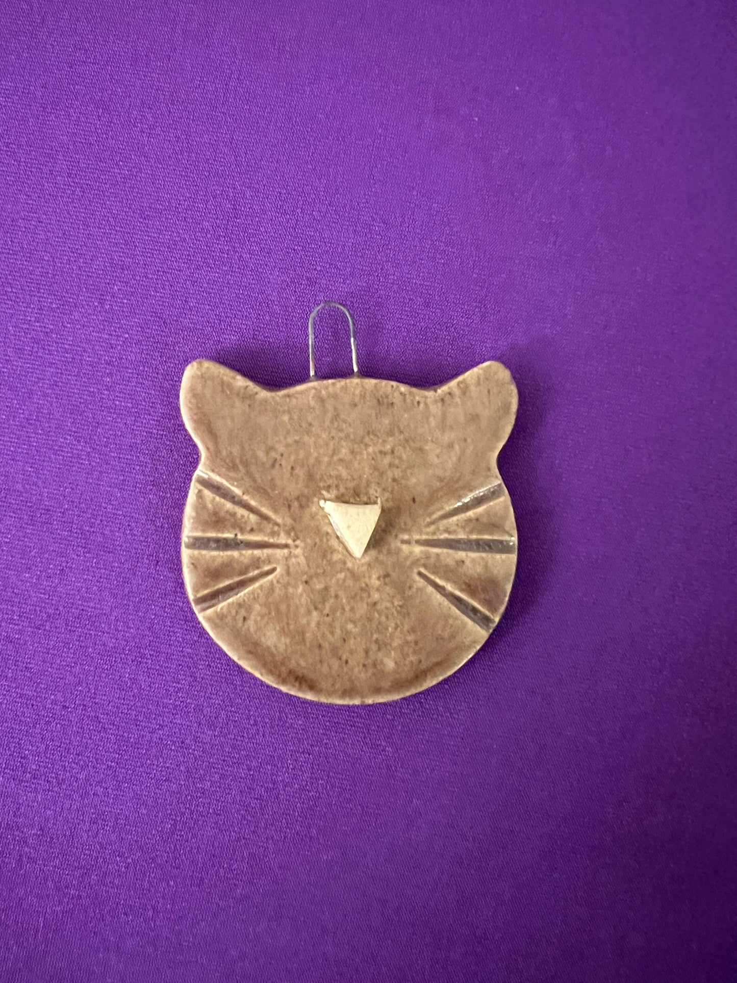 Brown Cat Face Ornament